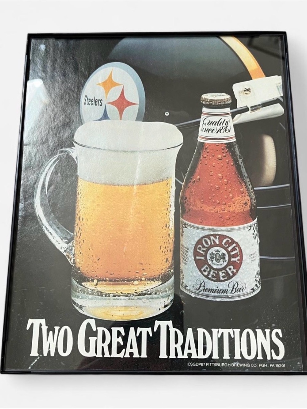 Vintage Pittsburgh Steelers x Iron City Print Framed Size 8x10